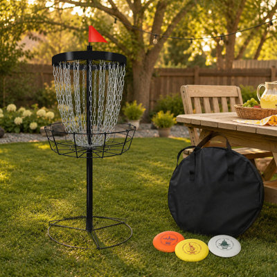 Panier de golf portatif à disque, 24 chaînes et 3 disques