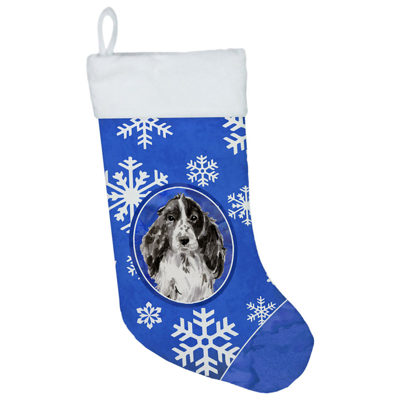 Chaussette de noël winter flocons de noël, Épagneul cocker noir