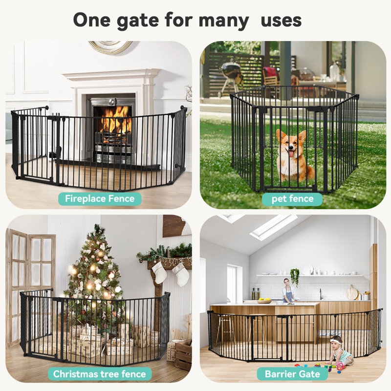 Black Metal 30" Tall Swinging Baby and Pet Gate with Latch