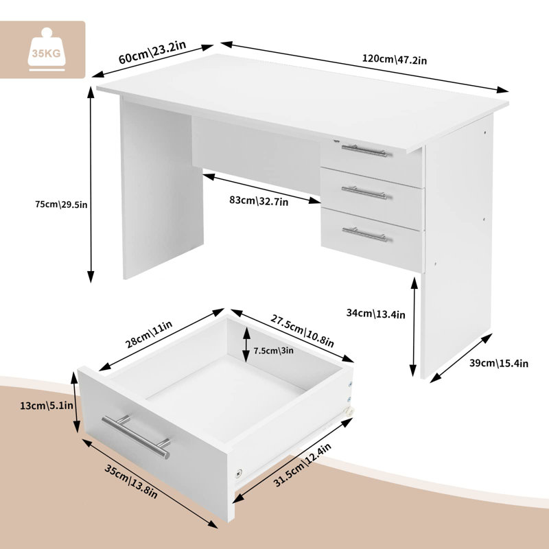 Honoria Writing Desk, White