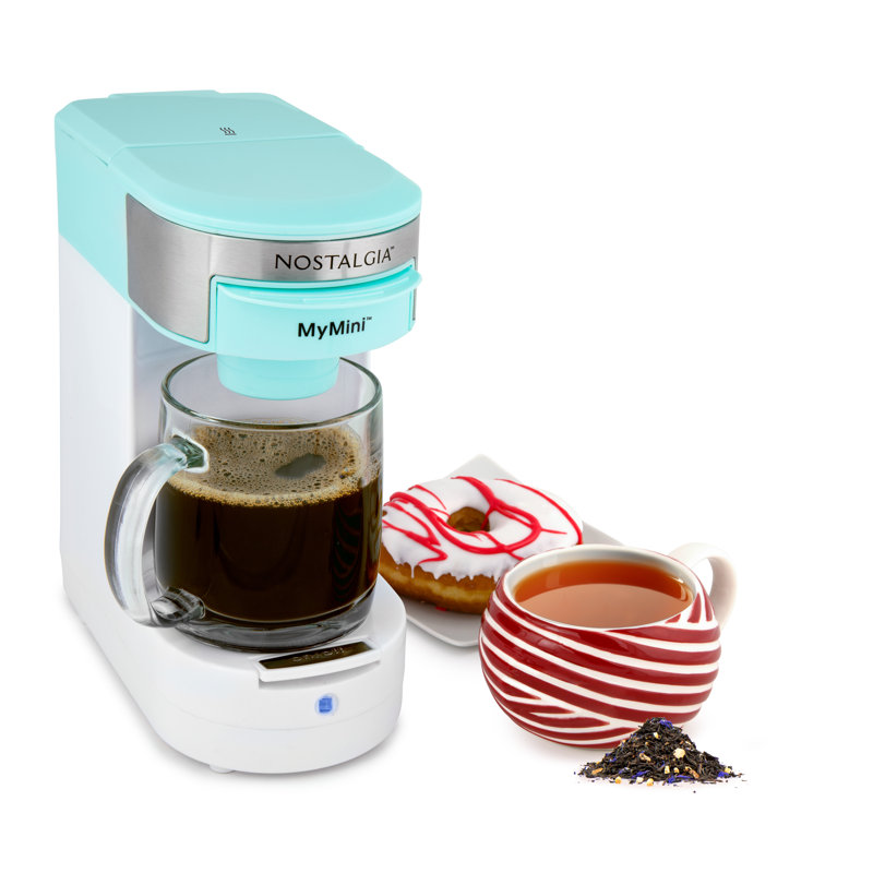 Aqua and White Single Serve Coffee Maker with Reusable Filter