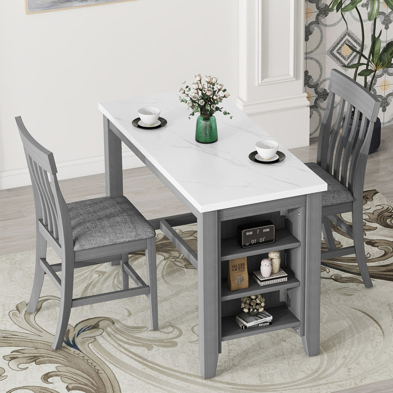 Valicity 2 - Person Faux Marble Top Four Leg Base Dining Set