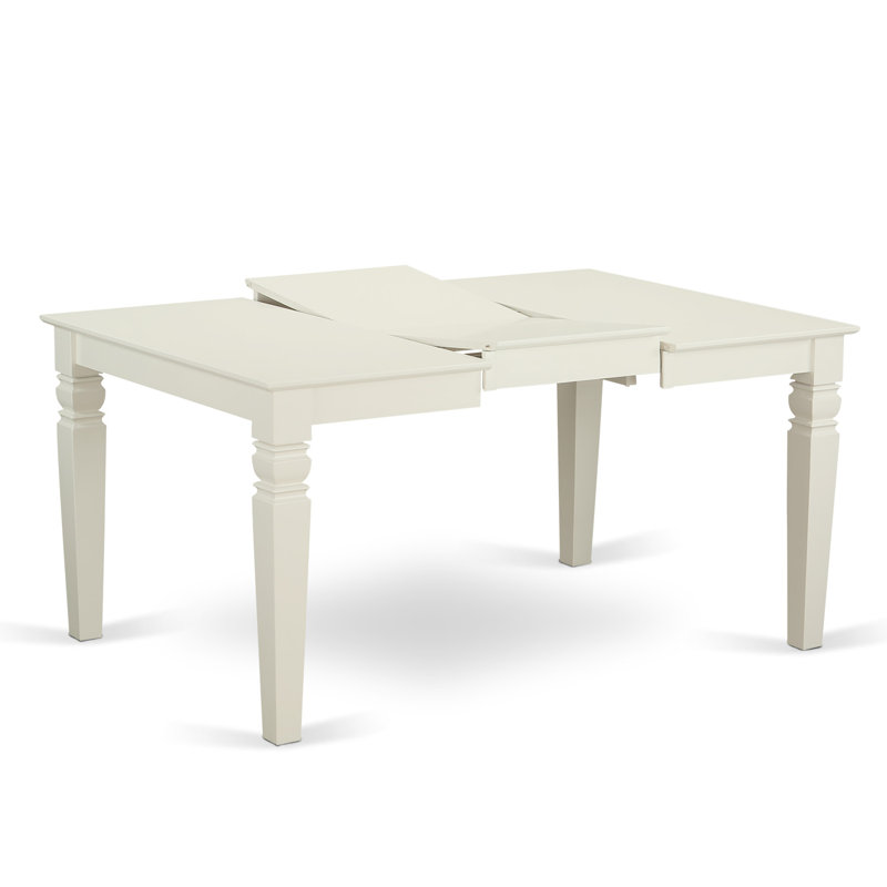 7 Piece Kitchen Table & Chairs Set Consist of a Rectangle Dining Room Table with Butterfly Leaf and 6 Dining Chairs, Linen White