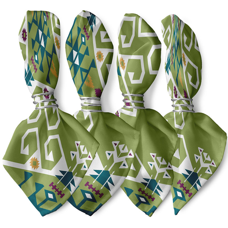 Vallelunga Polyester Geometric Square Napkin, Green