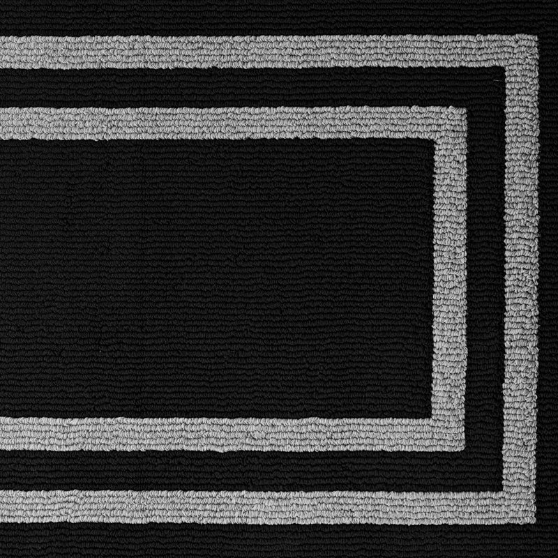 Double Border Machine Tufted Performance Black/Twisted Grey  Rug, Rectangle 2'6" x 12'