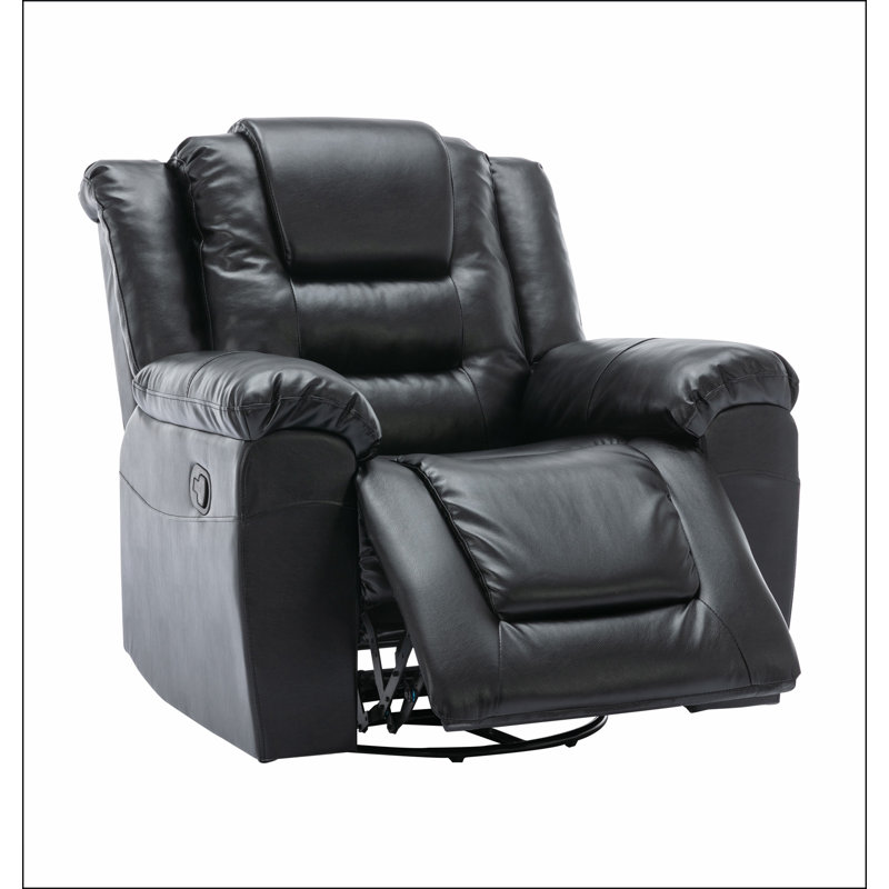 360°Swivel and Rocking Home Theatre Recliner Manual Recliner Chair with Wide Armrest, Black