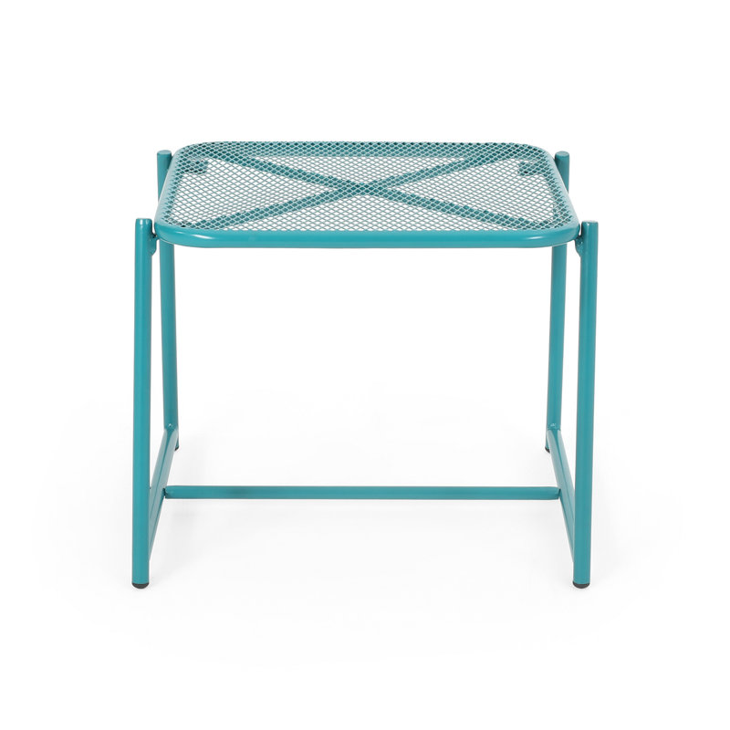 Table d'appoint H 15,5 po avec pieds en fer, H 13,25 po x l 19,5 po x P 18 po, Sarcelle