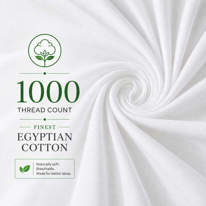 100% Cotton Duvet Cover Set 1000 Thread Count Long Staple, 100% egyptian cotton, Embroidered design