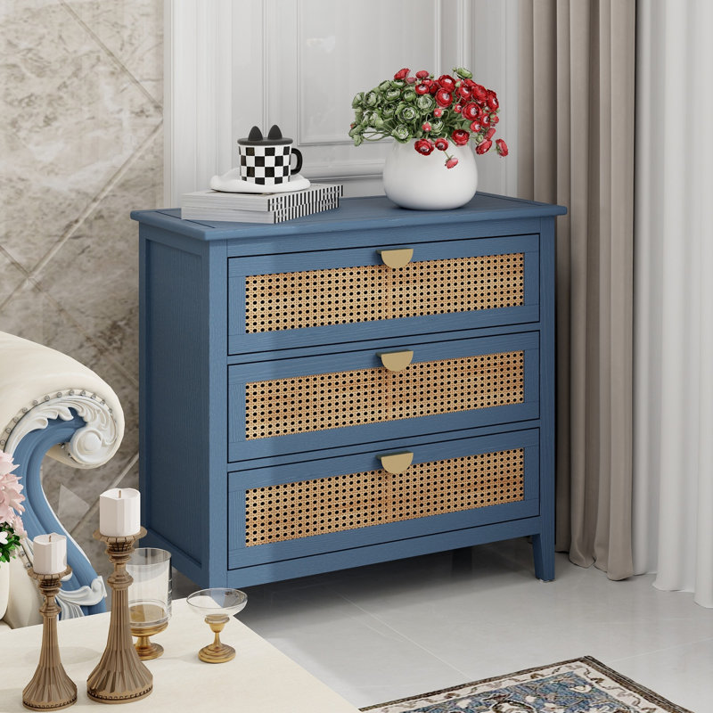 Commode 3 tiroirs en rotin