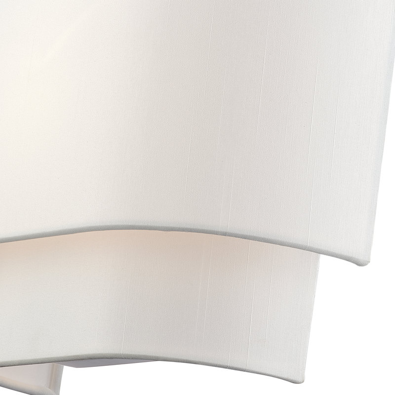 1 Light White ADA Sconce With Hand Crafted Off-White Fabric Hardback Shades