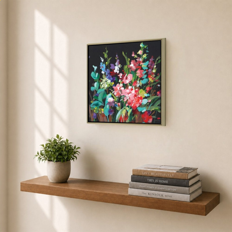 «Brightness Flowering» par Danhui Nai - impression sur toile, H 28 po x l 28 po, Champagne