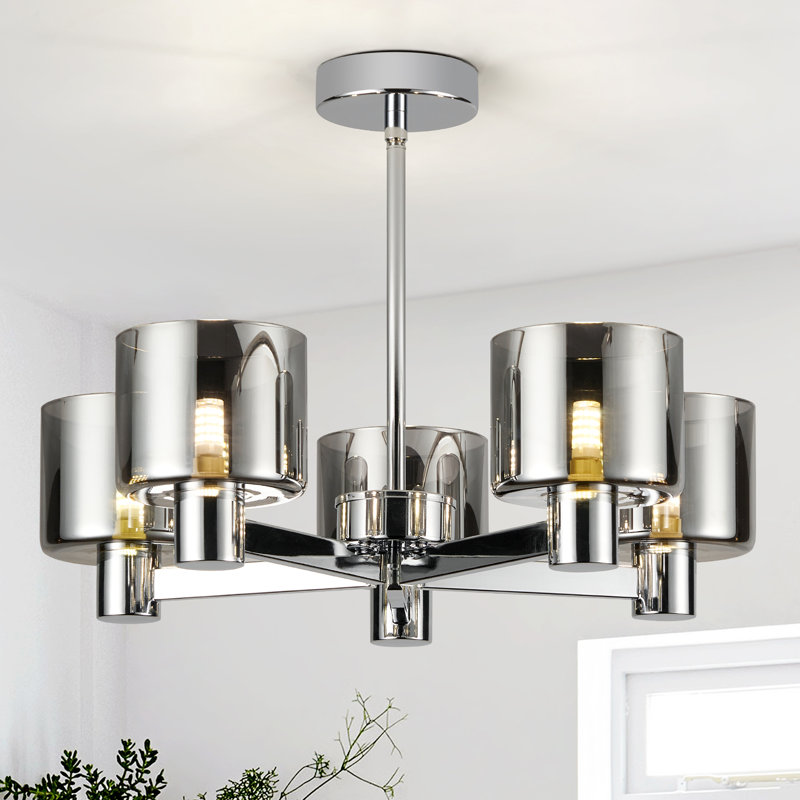 Glass Semi Flush Mount, Grey