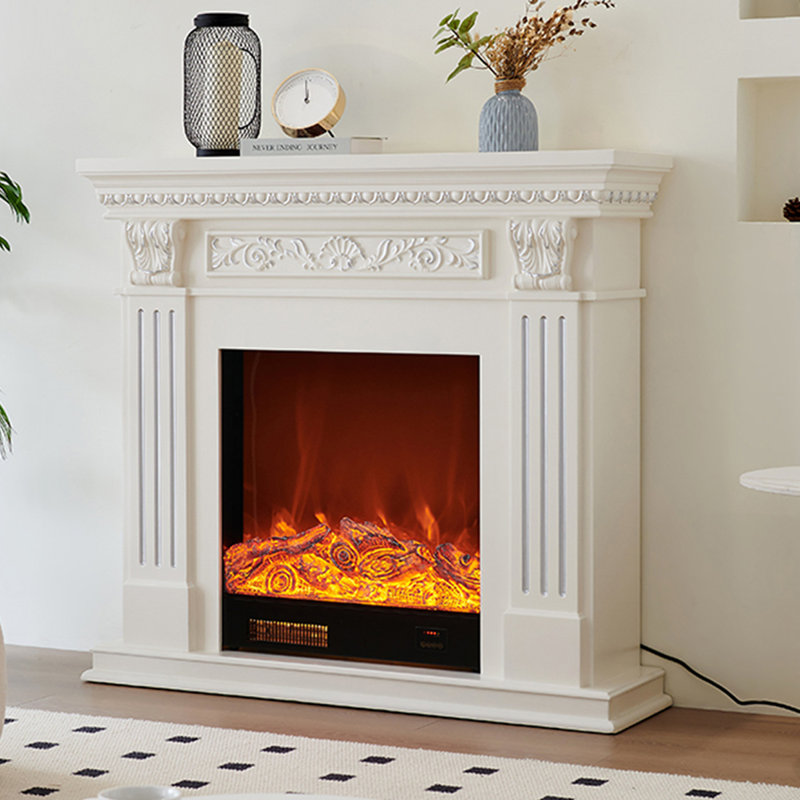 Foyer électrique blanc en bois massif