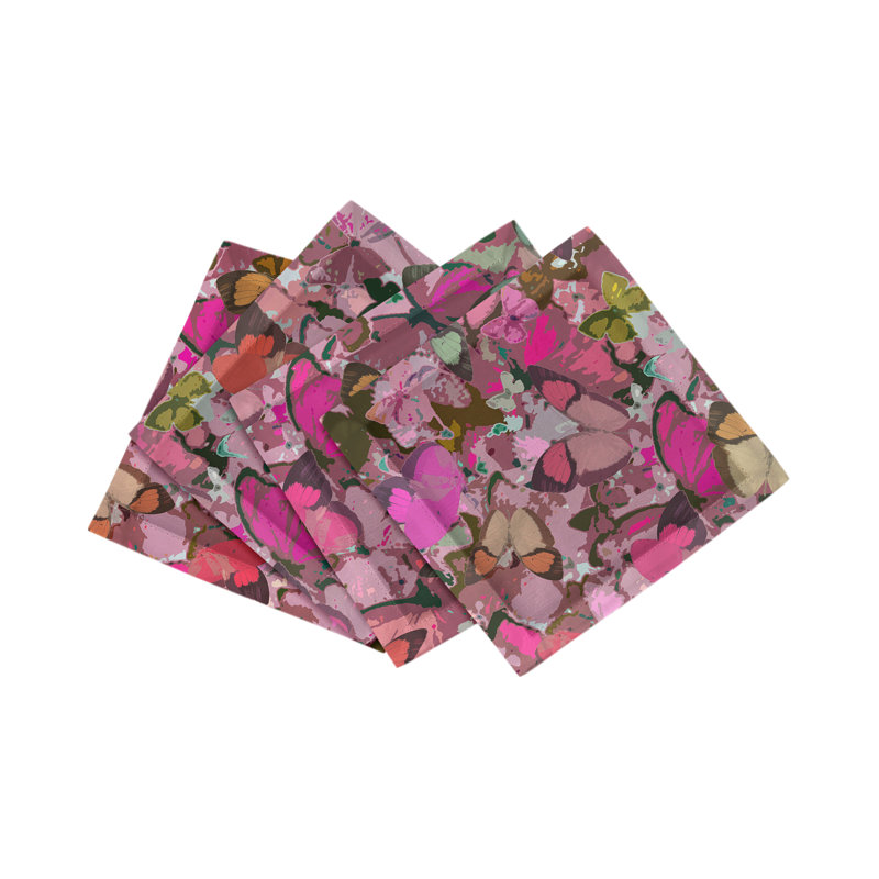Mariposa Cotton Sateen Cocktail Napkins, Pink