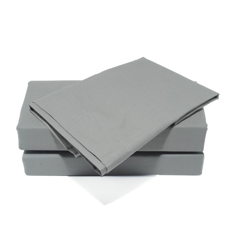 Cotton Blend/Polyester Flat Sheet, Double (4'6), Silver Grey