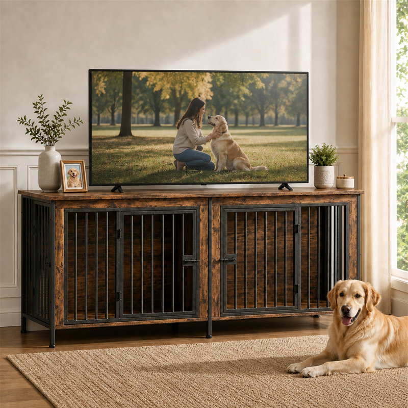 Fidelmar Furniture Style Crate, Brown, 33.46" H x 78.74" W x 27.55" D