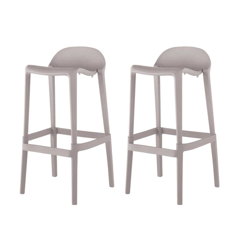 Gardunio Low Back Stool, Set of 2, Gray, Bar Stool (30” Seat Height)