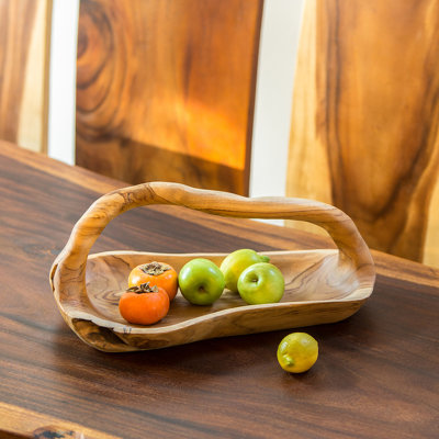 Teak Bowl with Handle 16" Wide