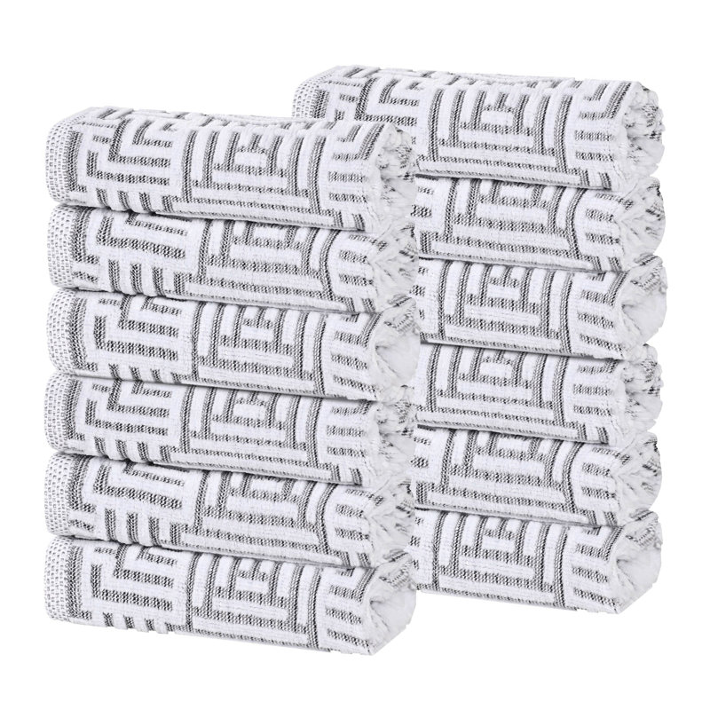 Darnette 100% Cotton Midweight Jacquard Washcloth, Charcoal