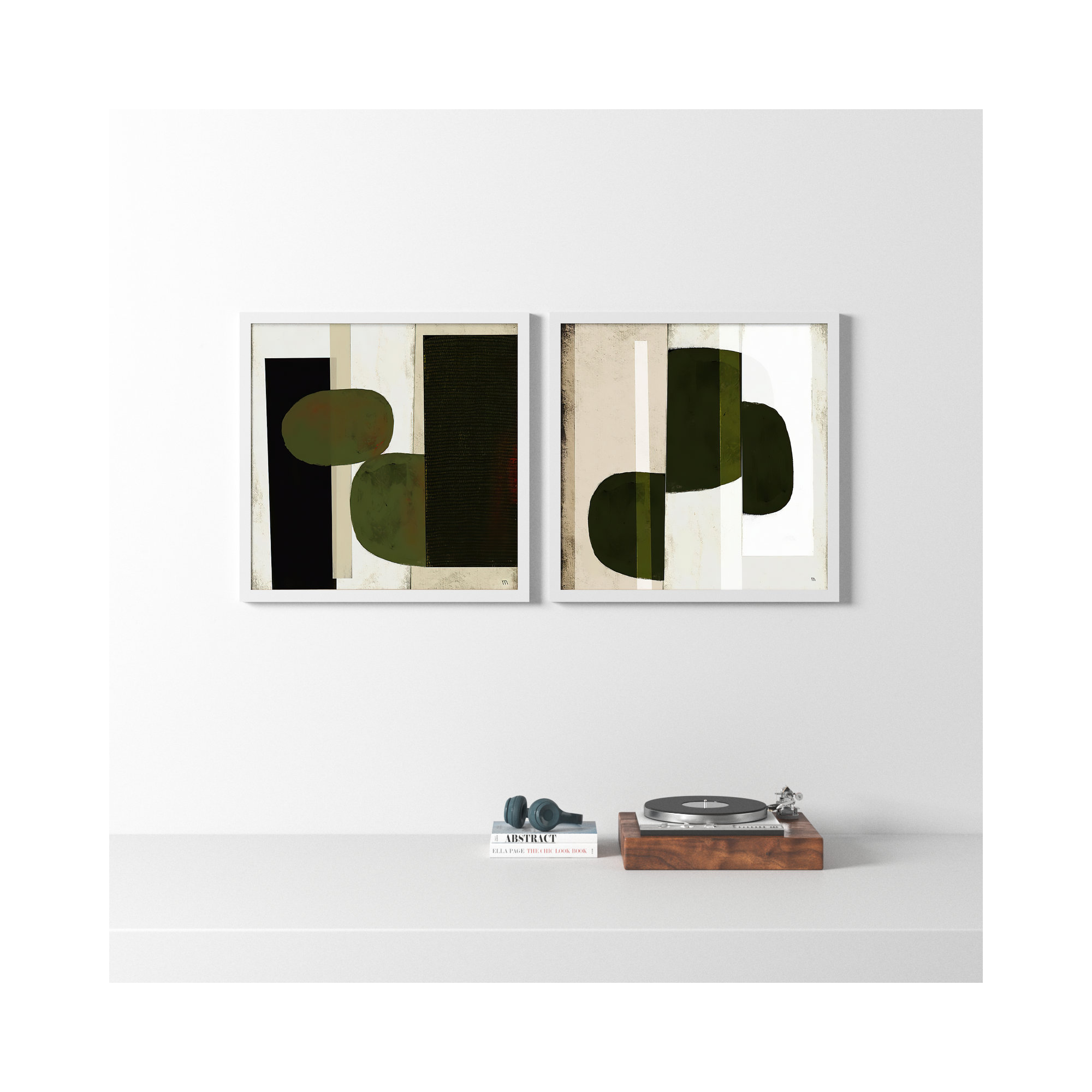 Collage by StudioM, White, 30" H x 60" W