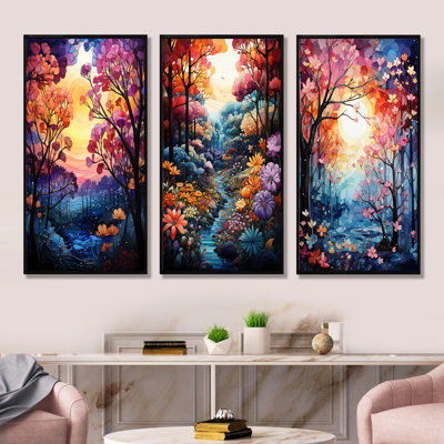 «Mauve et rose», ensemble de 4 reproductions d'art sur toile