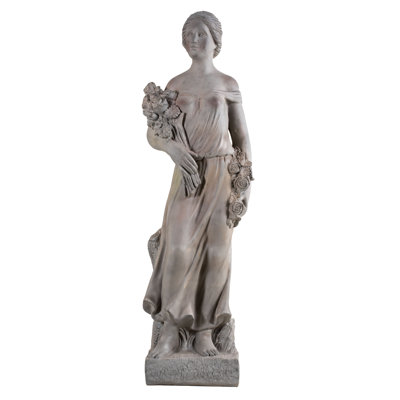 Large Female Garden Statue with Rose Bouquet