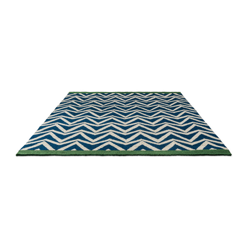 Dhurrie Hand Tufted Geometric Indoor / Outdoor Rug, Rectangle 6'6" x 9'2"