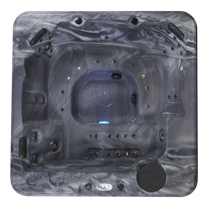 Revive Symphony 6 Person 50-Jet Lounger Hot Tub with Bluetooth Stereo, LED Lighting and Ozonator, Storm Cloud, Gray