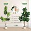 Ensemble de 2 arbres à figuier artificiel 5 pi, 2, 77 feuilles, jardinières blanches