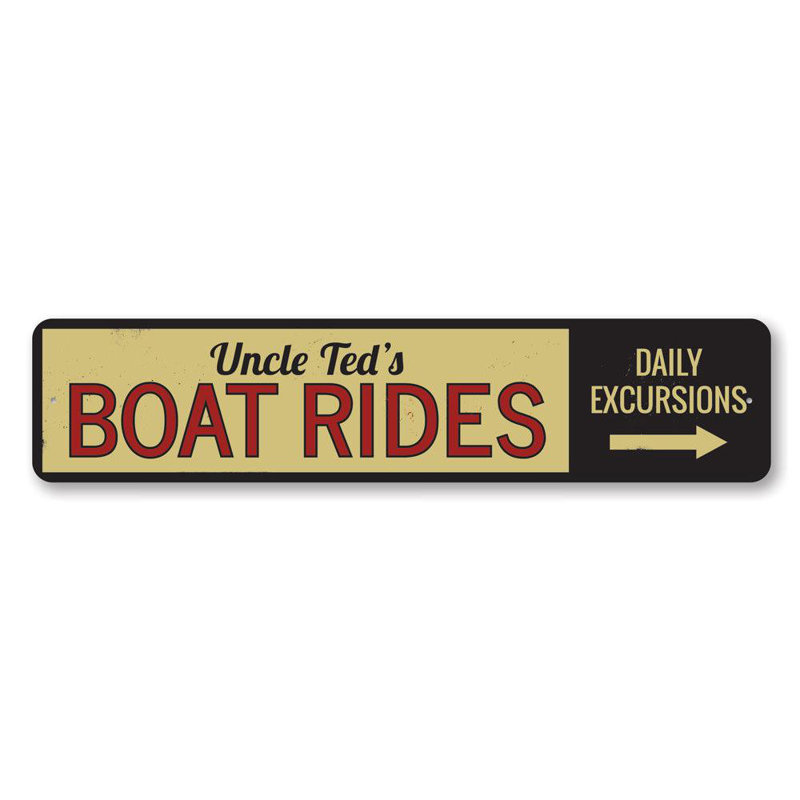 Panneau directionnel en aluminium Boat Rides, H 4 po x l 18 po x P 0,04 po
