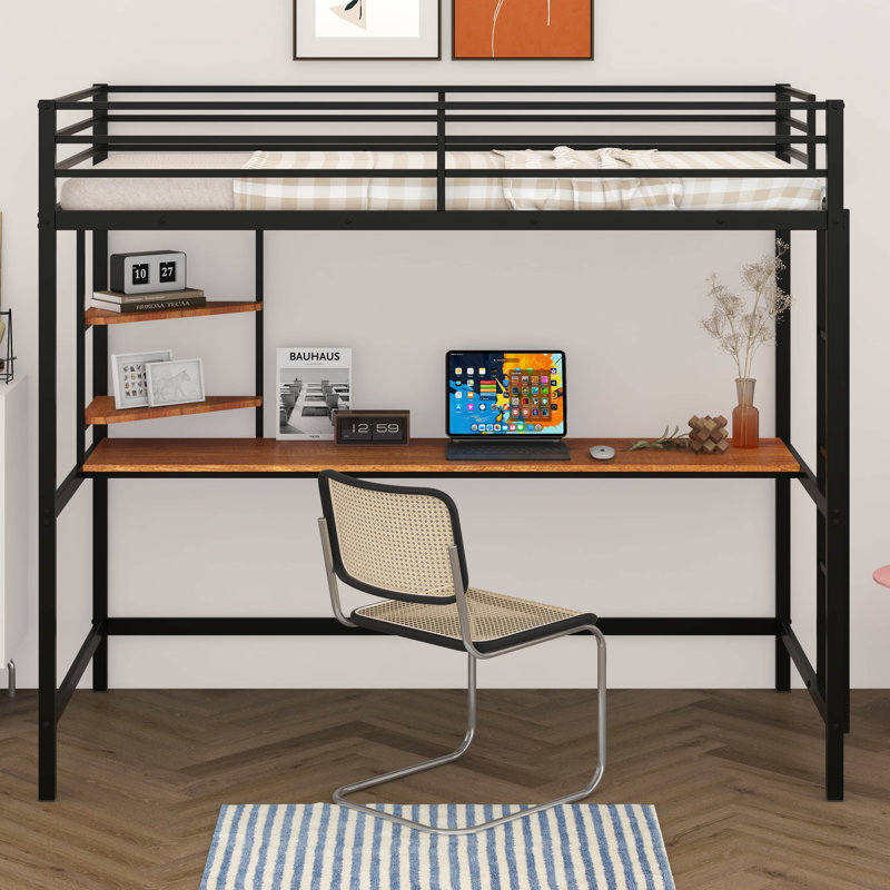 Lit mezzanine enfants aires, Noir, Lit simple