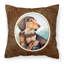  Coussin décoratif à poils longs 14 po chocolat et crème teckel