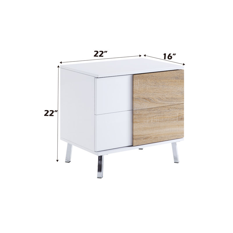 Table de bout avec 2 tiroirs et pieds en métal Yahya