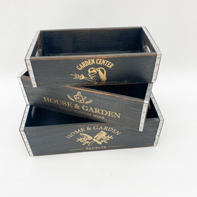 Set Of 3 Brown Garden Trays