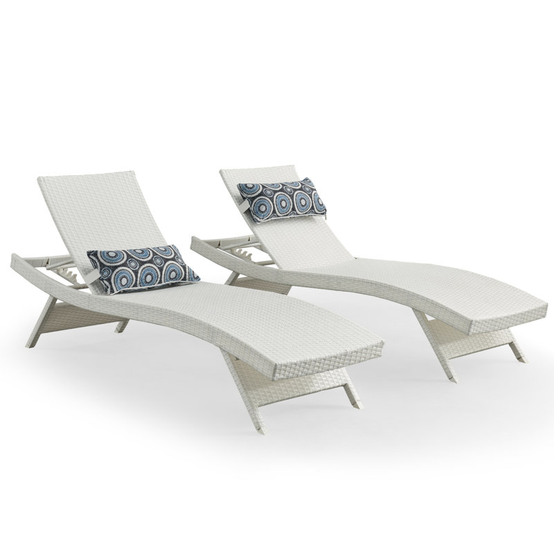 Chaise longue d'extérieur en osier Ozellar, Blanc