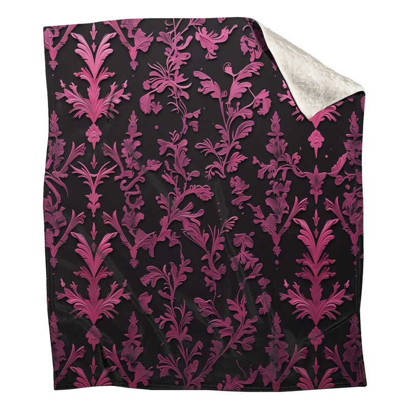 Couvertures damassées florales roses, 50in W x 60in H