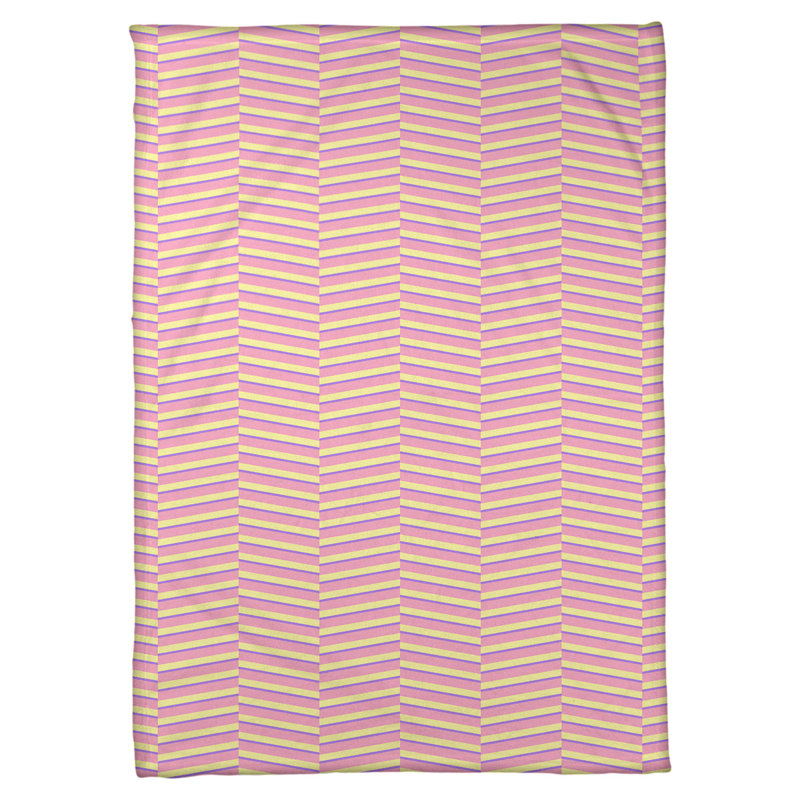 Couverture polaire rayures fracture, l 50 po x L 60 po, Rose / Mauve / Jaune
