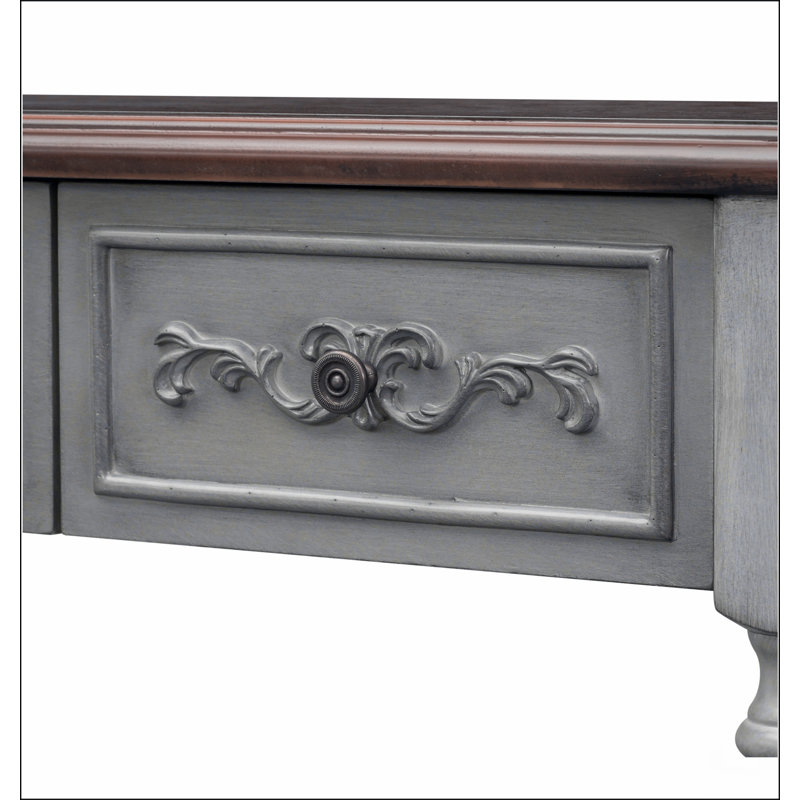Canapé console 52 po moderne et contemporain avec table courbée pour hall d'entrée avec 4 tiroirs et 1 tablette, Gris antique