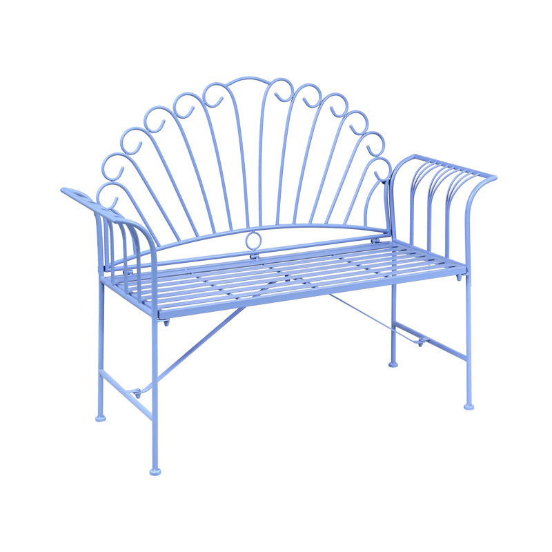 Iron Outdoor Bench, Blue