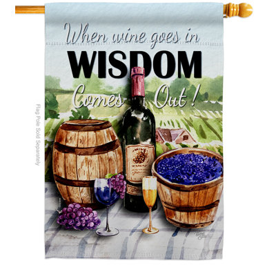Vin dans le drapeau de la maison de la sagesse, bannière décorative double face 28 po x 40 po