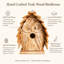 Cabane à oiseaux suspendue en bois de teck avec motif de hibou sculpté à la main - artisanale