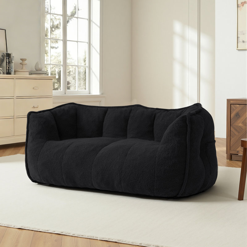 Fauteuil à billes en peluche surdimensionné Kirtis, Noir