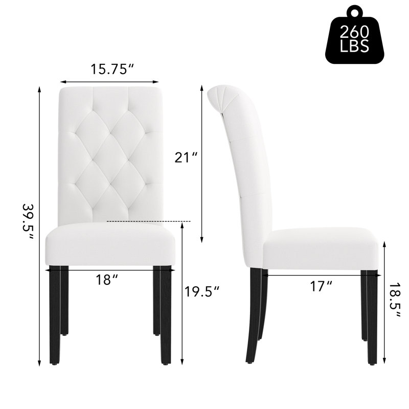 Chaise parsons capitonnée Barbagallo, Polyester blanc