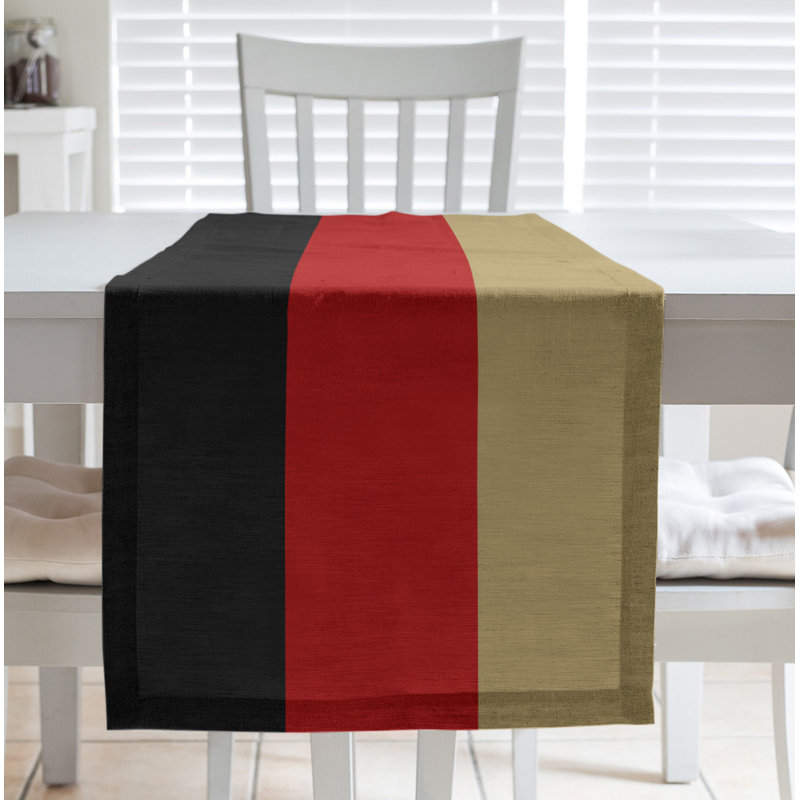 San Francisco Football Stripes Table Runner, Cotton Blend, Black Side/Red Mid, 72" L x 16" W