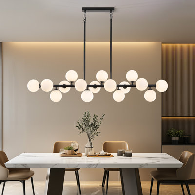 16 - Light Dimmable Bubble Glass Sputnik Modern Linear Chandelier