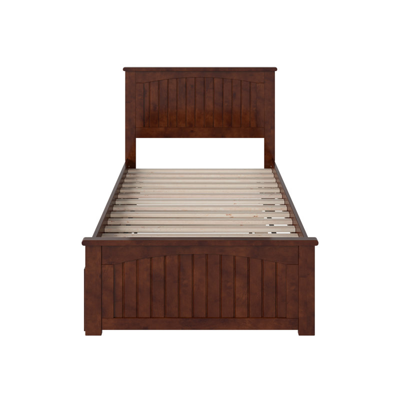 Nantucket Walnut Twin Wood Platform Bed with Trundle