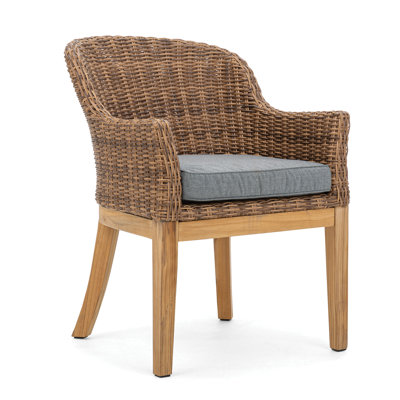Truss Wicker Premium All-Weather Wicker Outdoor Dining Armchair with Sunbrella® Cushion