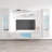 Entertainment 100" Modern Floating Wall Mounted Entertainment Center with 16-Color LED Lighting, High Gloss Finish-466491911