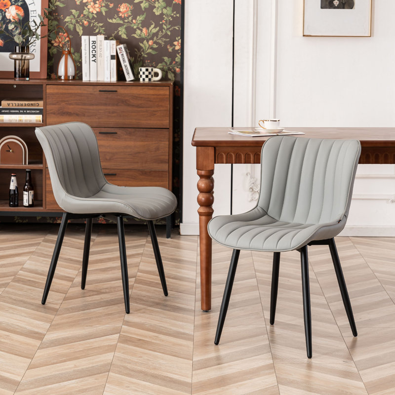 Chaises de salle à manger rembourrées en cuir Heitger, Gris