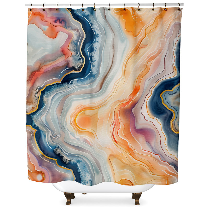 Daviney Abstract Shower Curtain, 84" H x 71" W